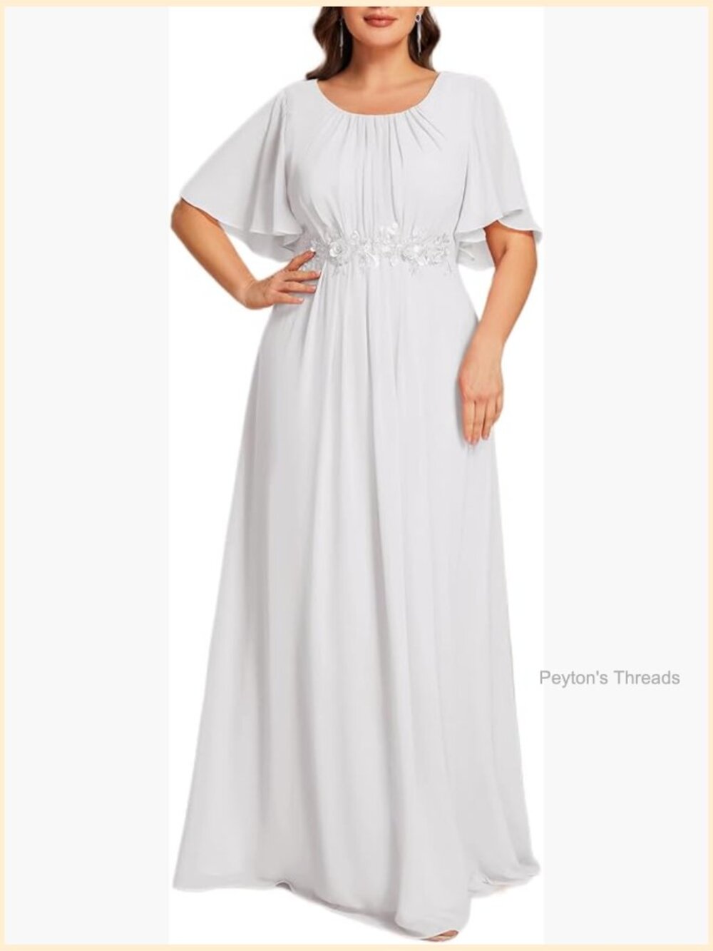 Chiffon Floor Length Plus Size Formal Dress with Applique